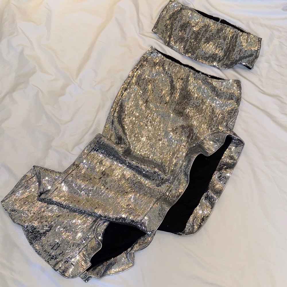 Women’s Silver Sequin Skirt Set